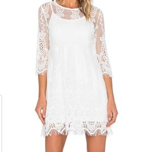 Lucy Paris White Floral/Mesh Mini Dress